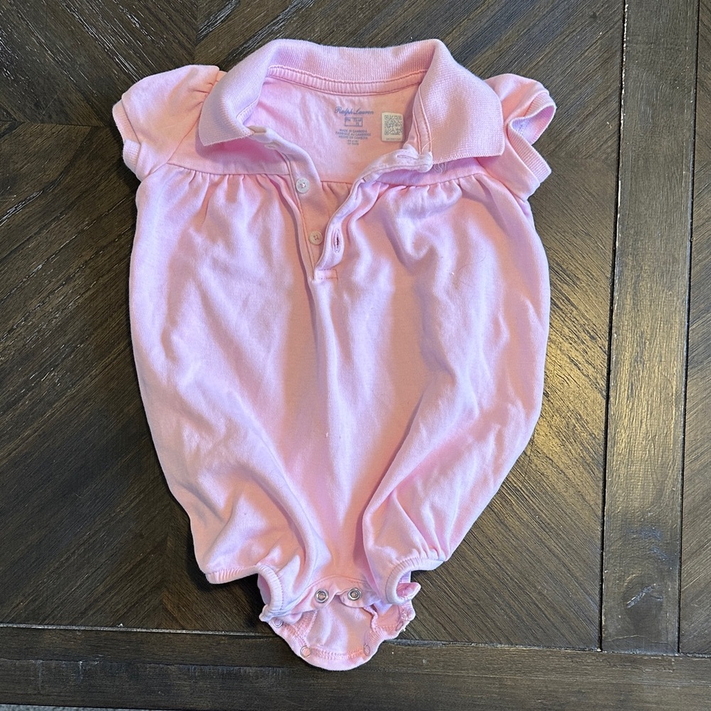 Pink Ralph Lauren Collared Baby Onesie